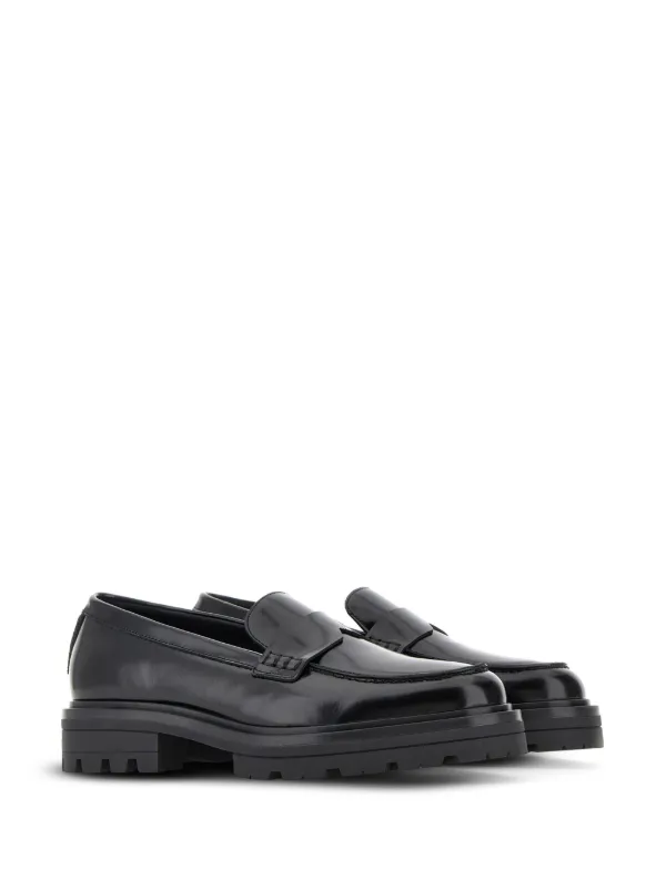 HOGAN ブラックレザー ローファー Hogan slip-on Leather Loafers | Black | FARFETCH