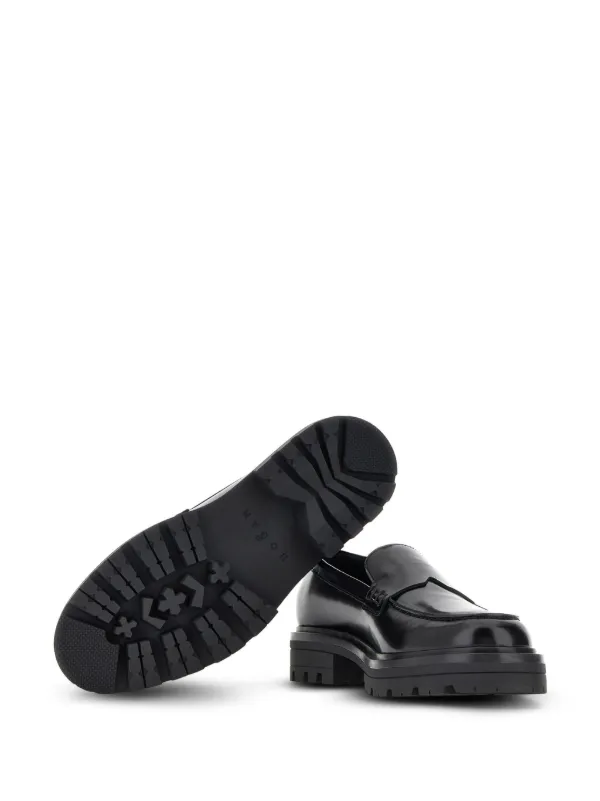 HOGAN ブラックレザー ローファー Hogan レザーローファー | ブラック | FARFETCH JP