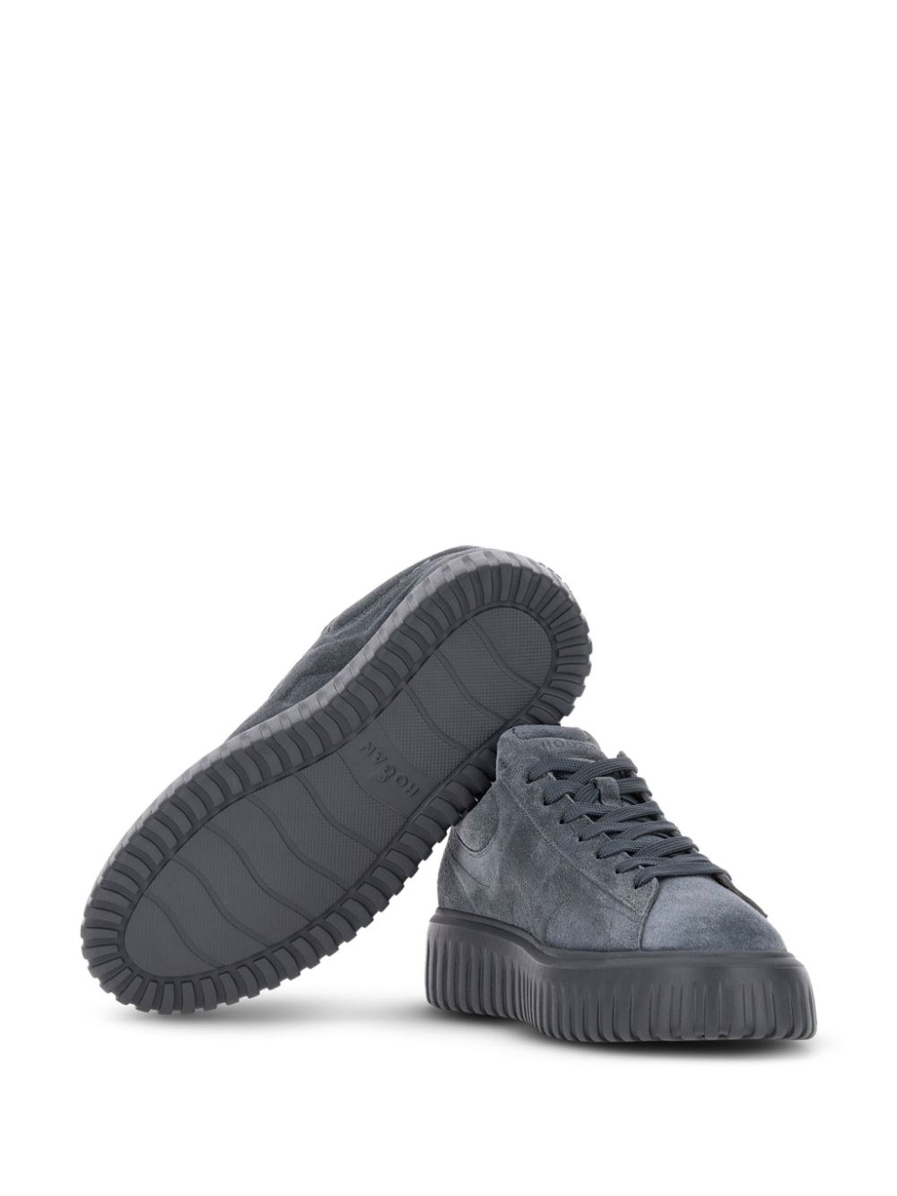 Shop Hogan H-stripes Suede Sneakers In Grey