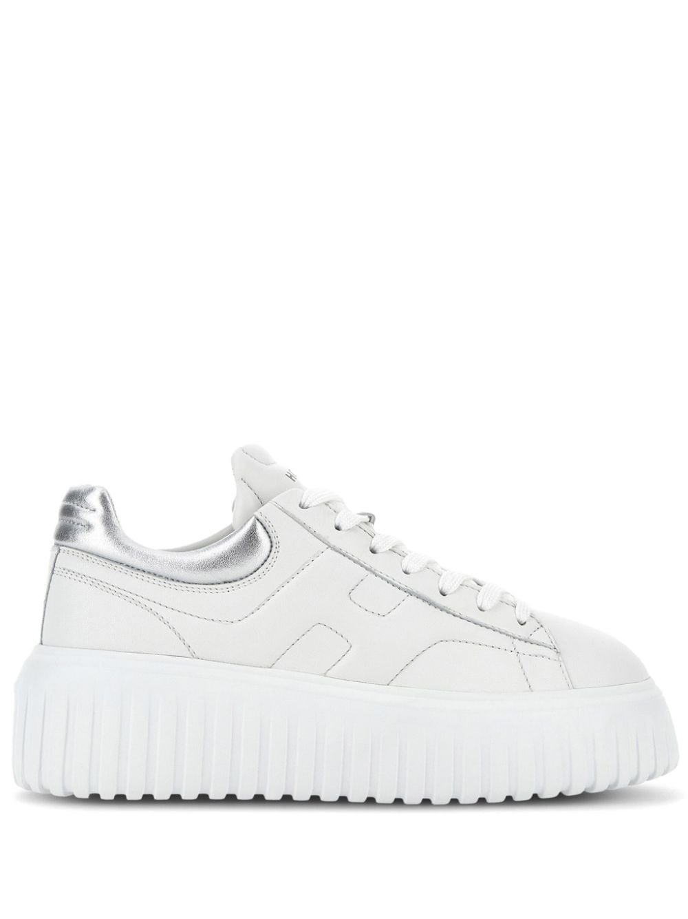 Hogan H-stripes Lace-up Leather Sneakers In White