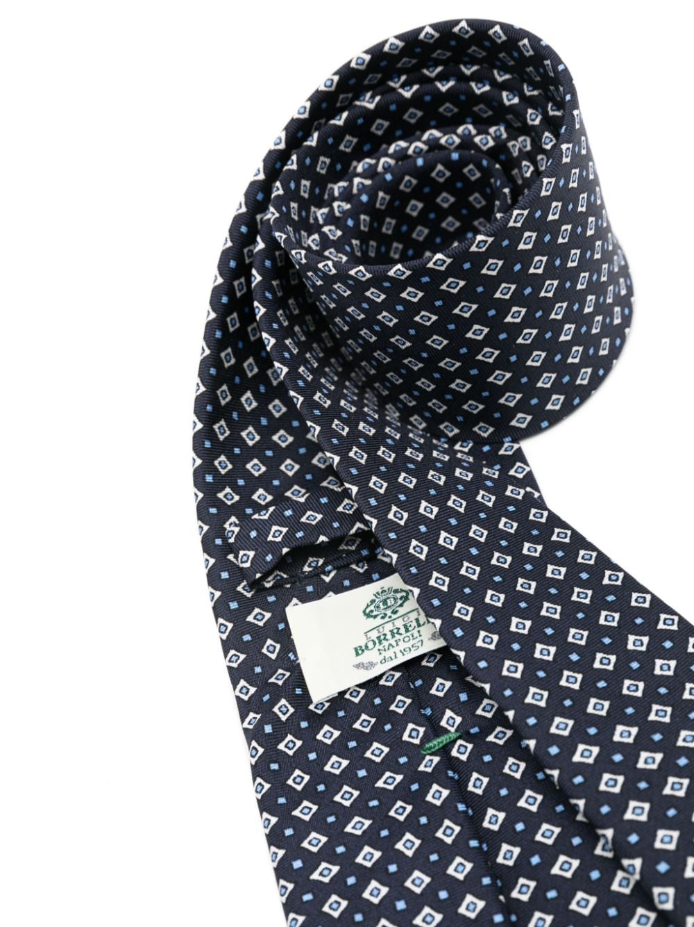 Shop Borrelli Geometric-print Silk Tie In Blue