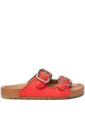 Scarosso Isa double-buckle leather slides - Orange