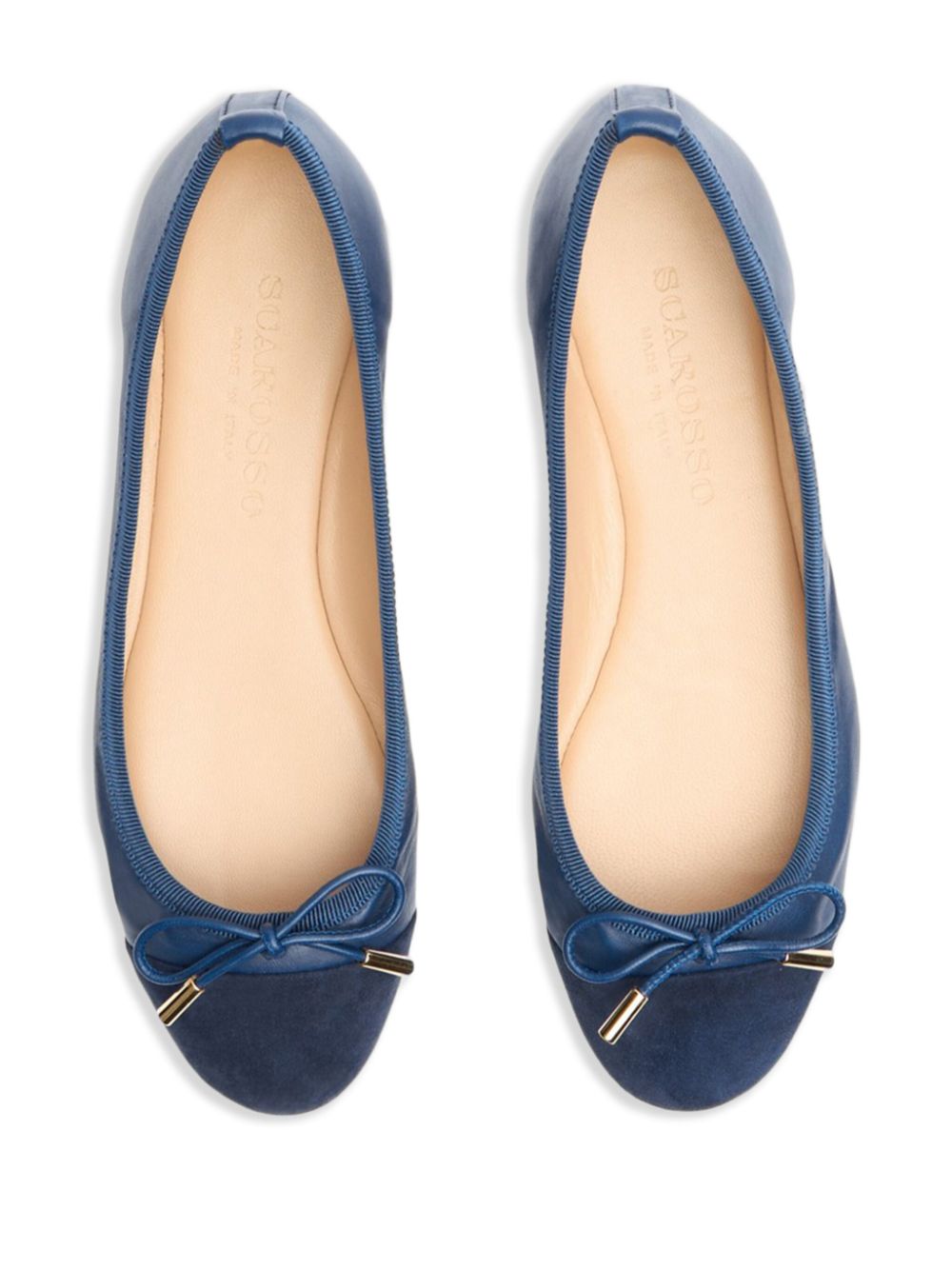 Shop Scarosso Carla Bow-detailing Leather Ballerinas In Blue