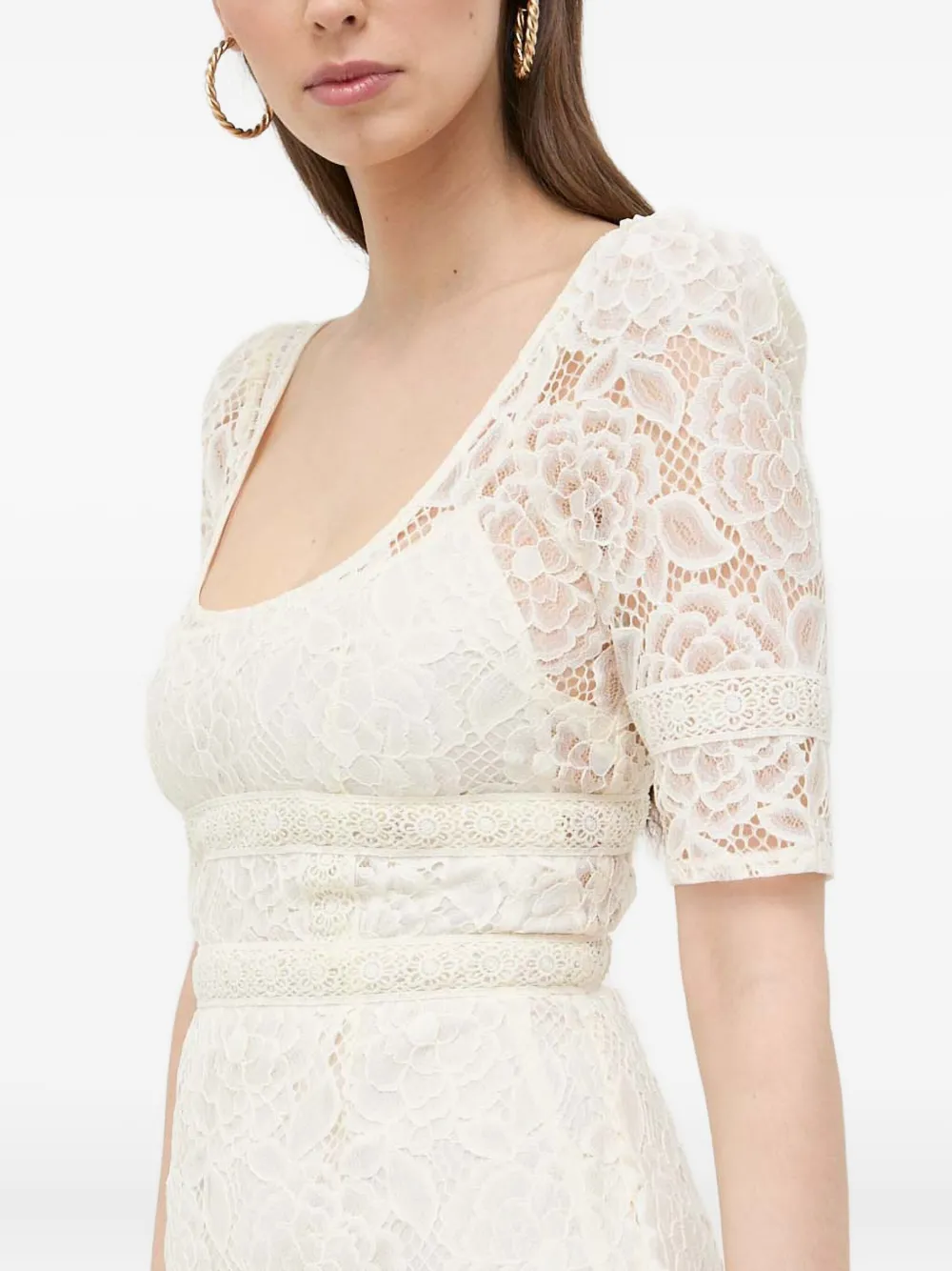 For Love & Lemons Lace Open Back Dress In White