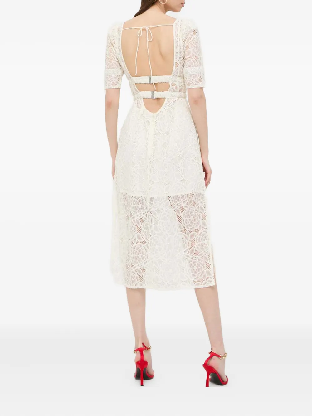 For Love & Lemons Lace Open Back Dress In White