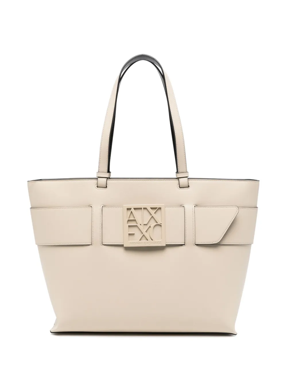 Armani Exchange Logo-plaque Tote Bag In Neutrals