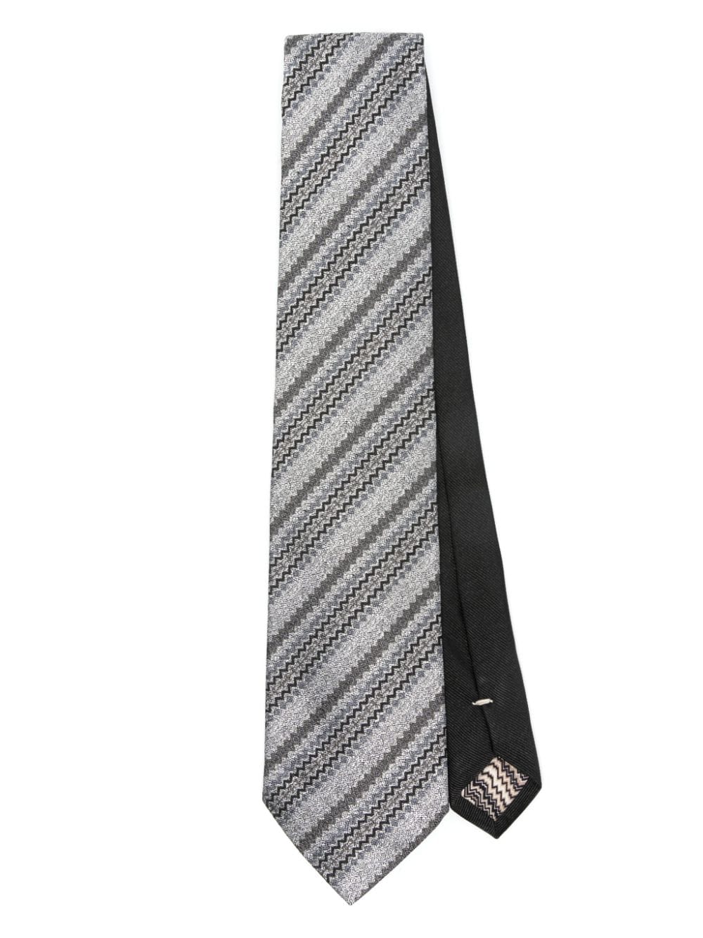 Missoni Zigzag-jacquard Silk Tie In Grey