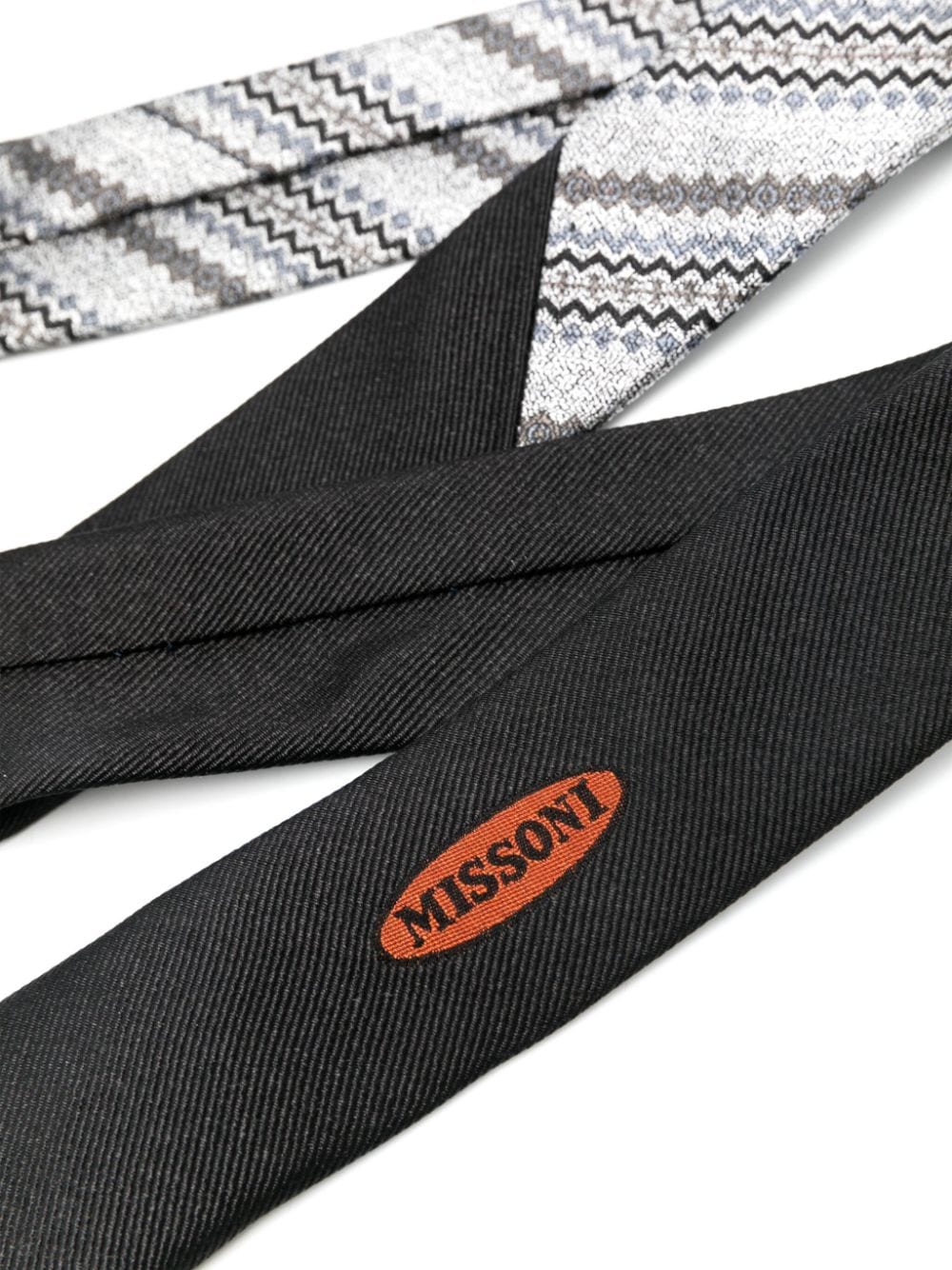 Shop Missoni Zigzag-jacquard Silk Tie In Grey