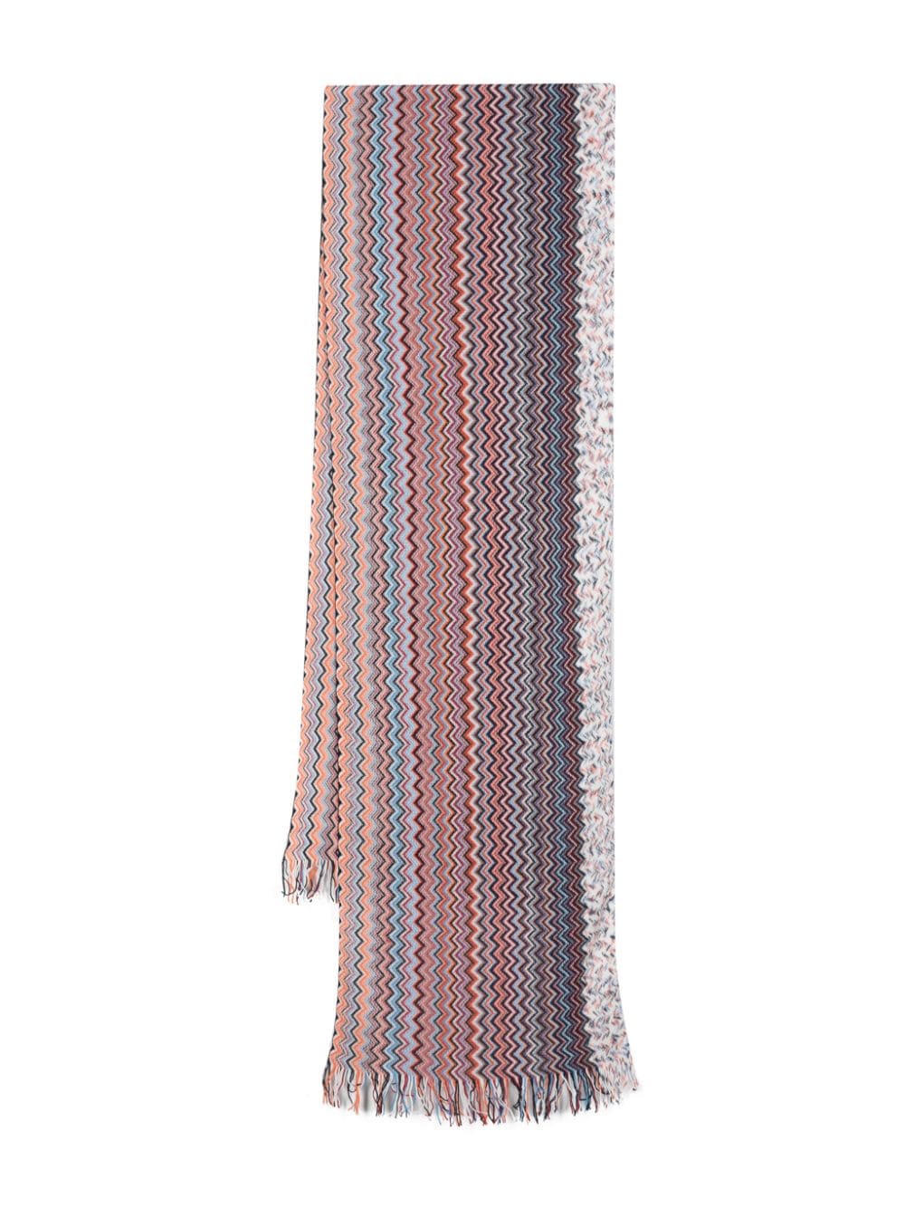 Missoni zigzag woven cotton scarf Groen