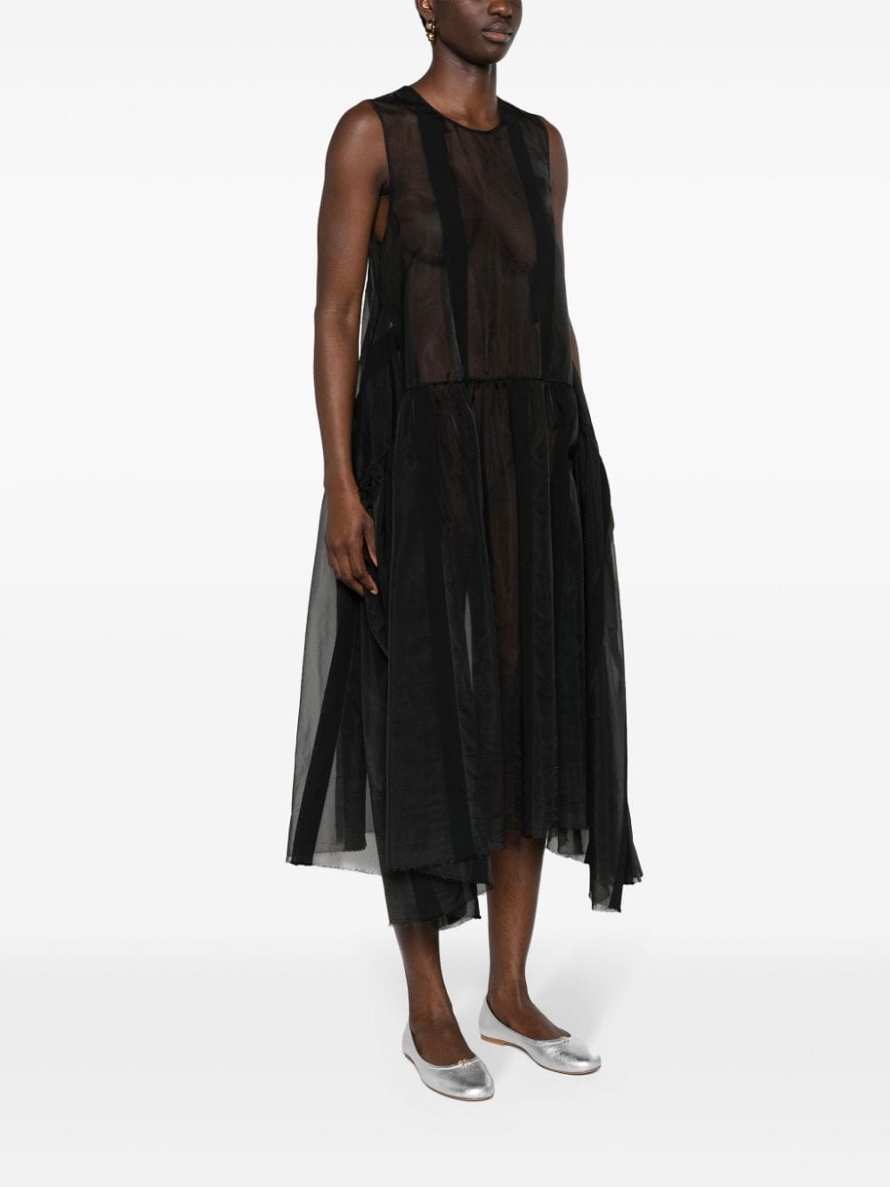 Uma Wang Avery semi-doorzichtige maxi-jurk Zwart