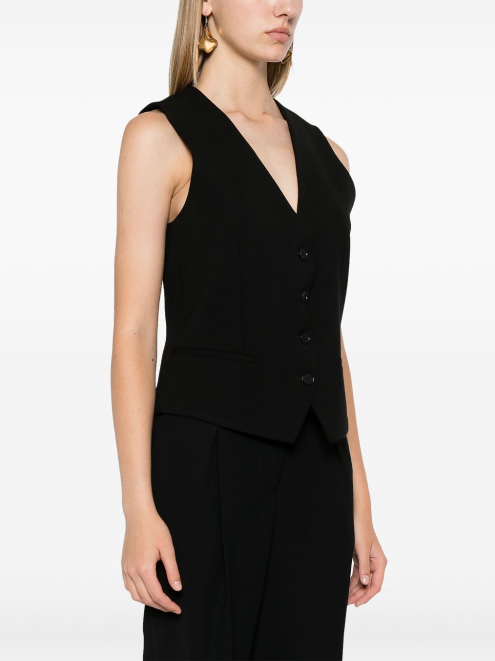 Shop P.a.r.o.s.h Single-breasted Waistcoat In Black