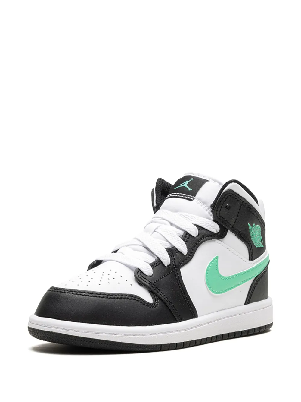 Jordan Air  1 Mid "green Glow" Sneakers In Black