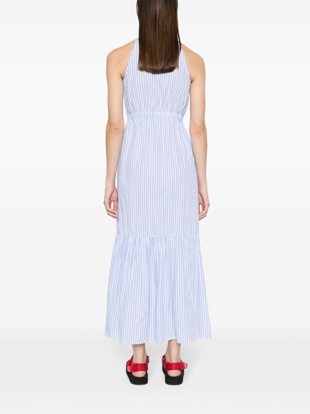 Shop Mc2 Saint Barth Ida Stiped Maxi Dress In Blue