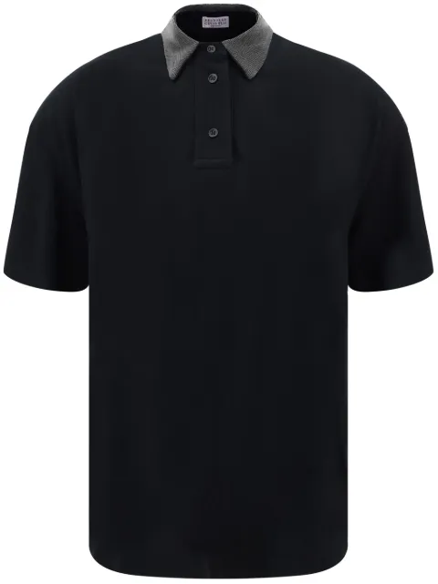 Brunello Cucinelli playera tipo polo con detalle de cadena Monili