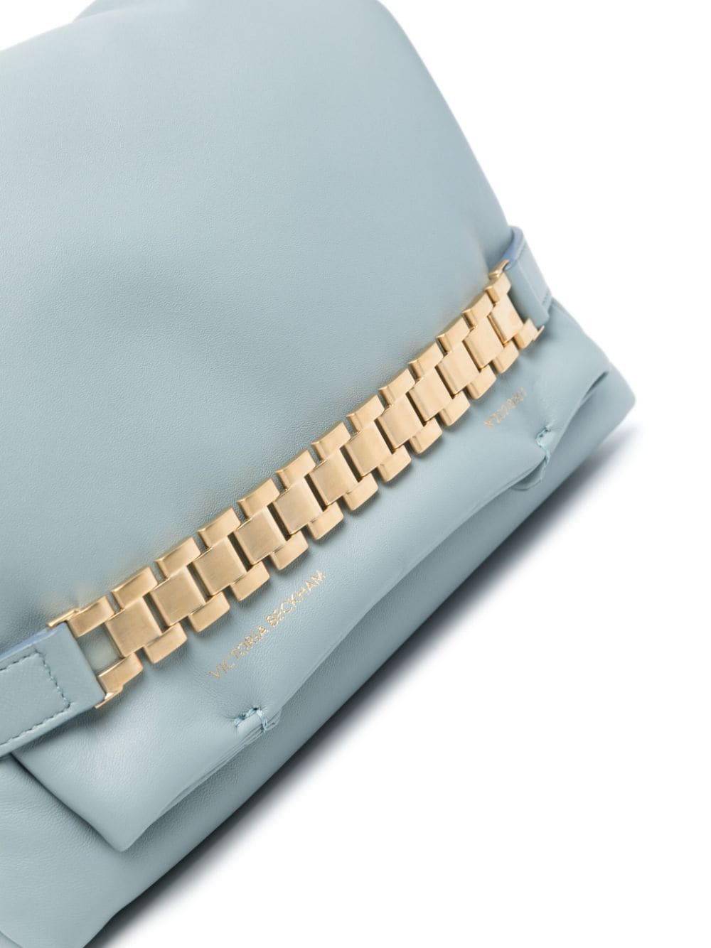 Victoria Beckham Puffy Chain leather clutch bag Blauw