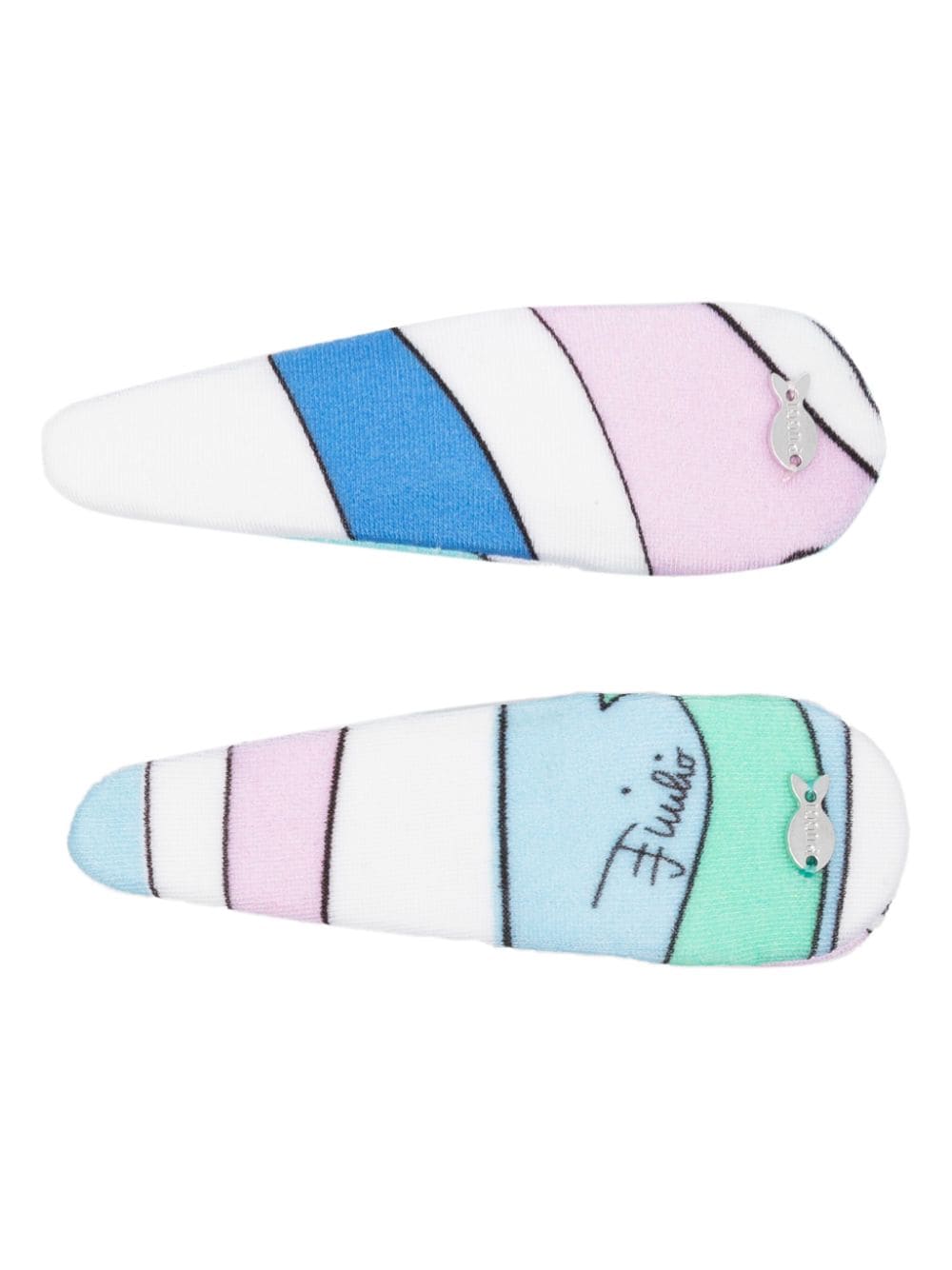 Pucci Geometric-printed Hair Clips (set Of Two) In White