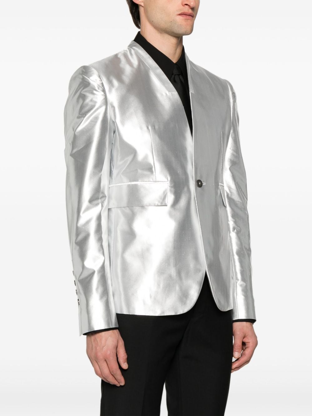 Shop Sapio Tela Single-breasted Blazer In Silver