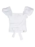Miss Blumarine logo-plaque ruched blouse - White