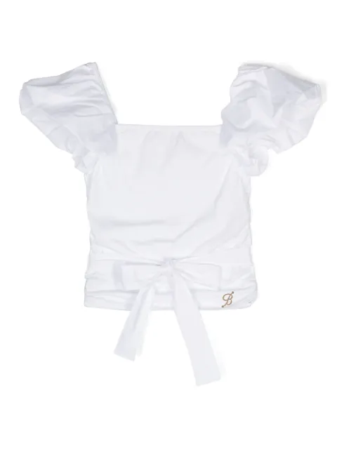 Miss Blumarine blusa fruncida con placa del logo