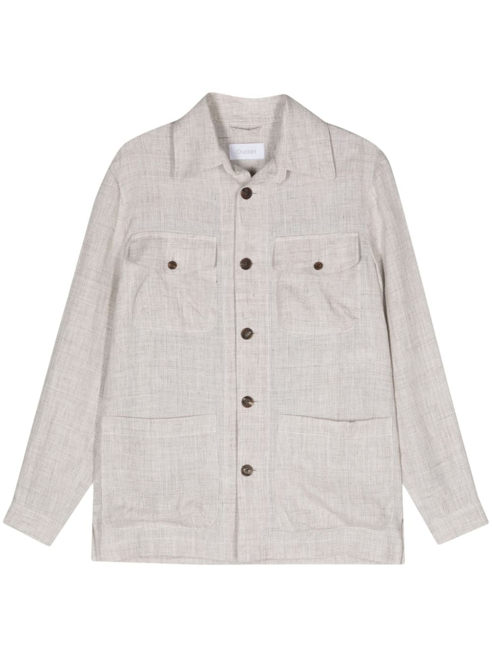 Cruciani Single-brested Linen Shirt Jacket In Neutrals