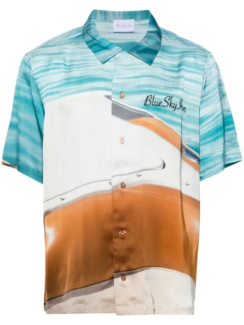 BLUE SKY INN camisa satinada con barcos estampados