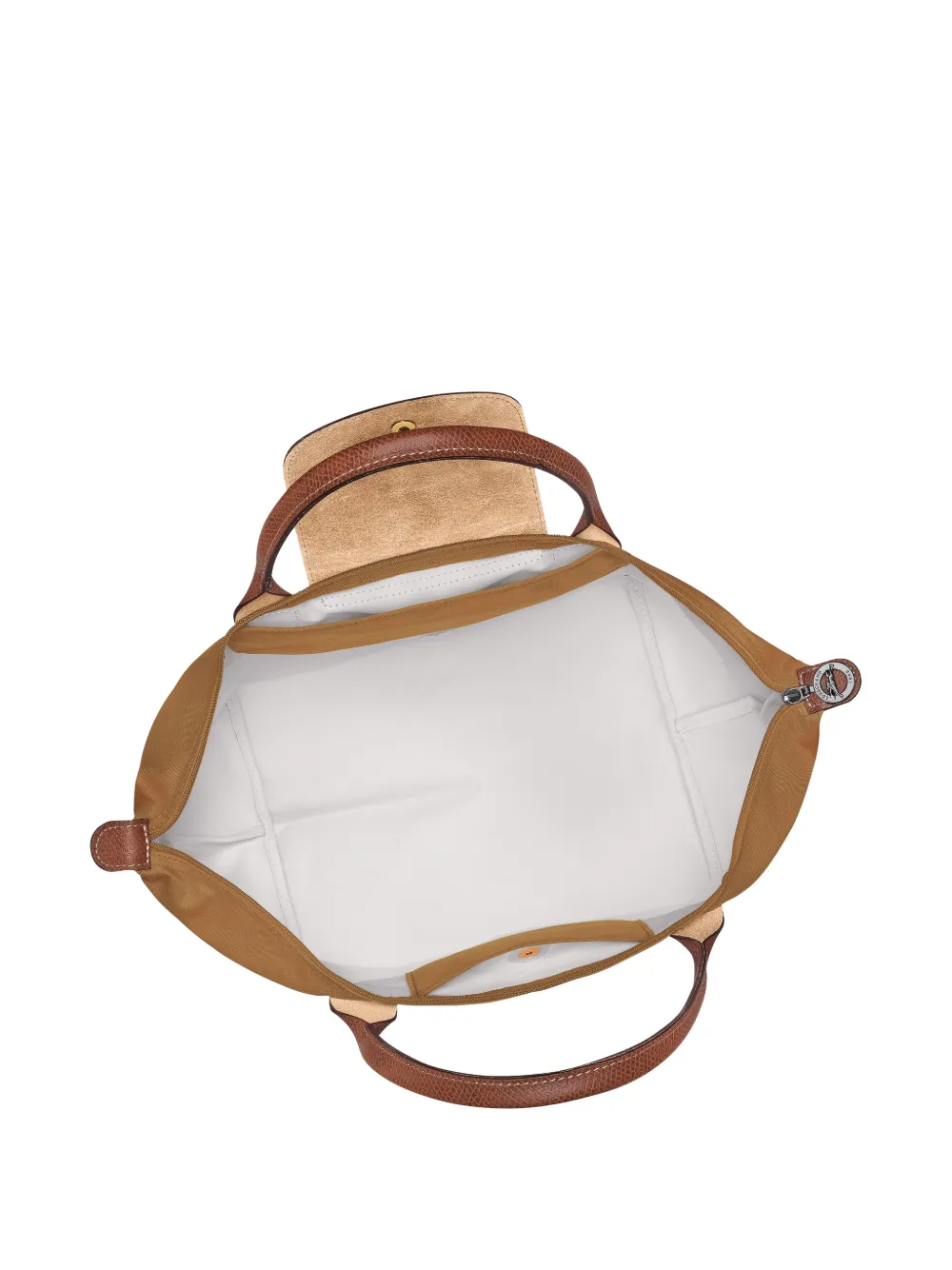 Longchamp - Le Pliage Original medium shopper - dames - polyamide/kalfsleer - Eén maat - Beige