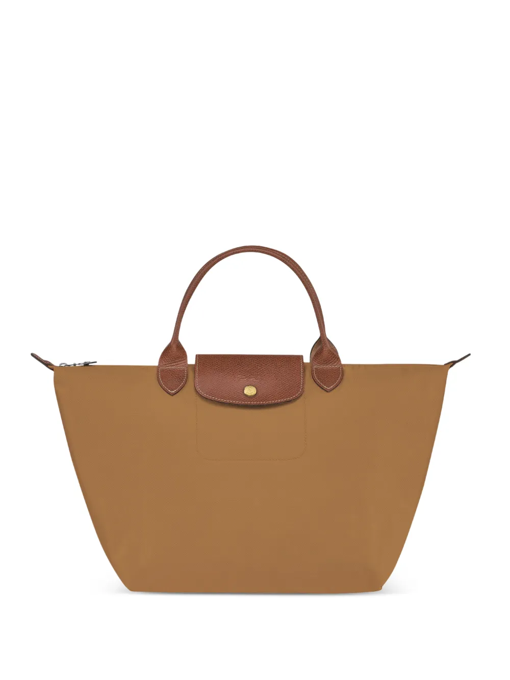 Longchamp - Le Pliage Original medium shopper - dames - polyamide/kalfsleer - Eén maat - Beige