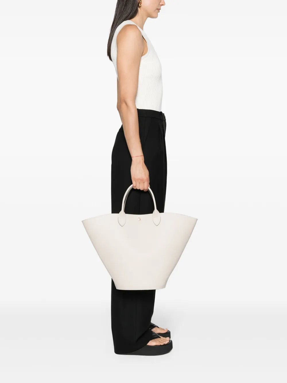 Longchamp Épure leren shopper - Beige