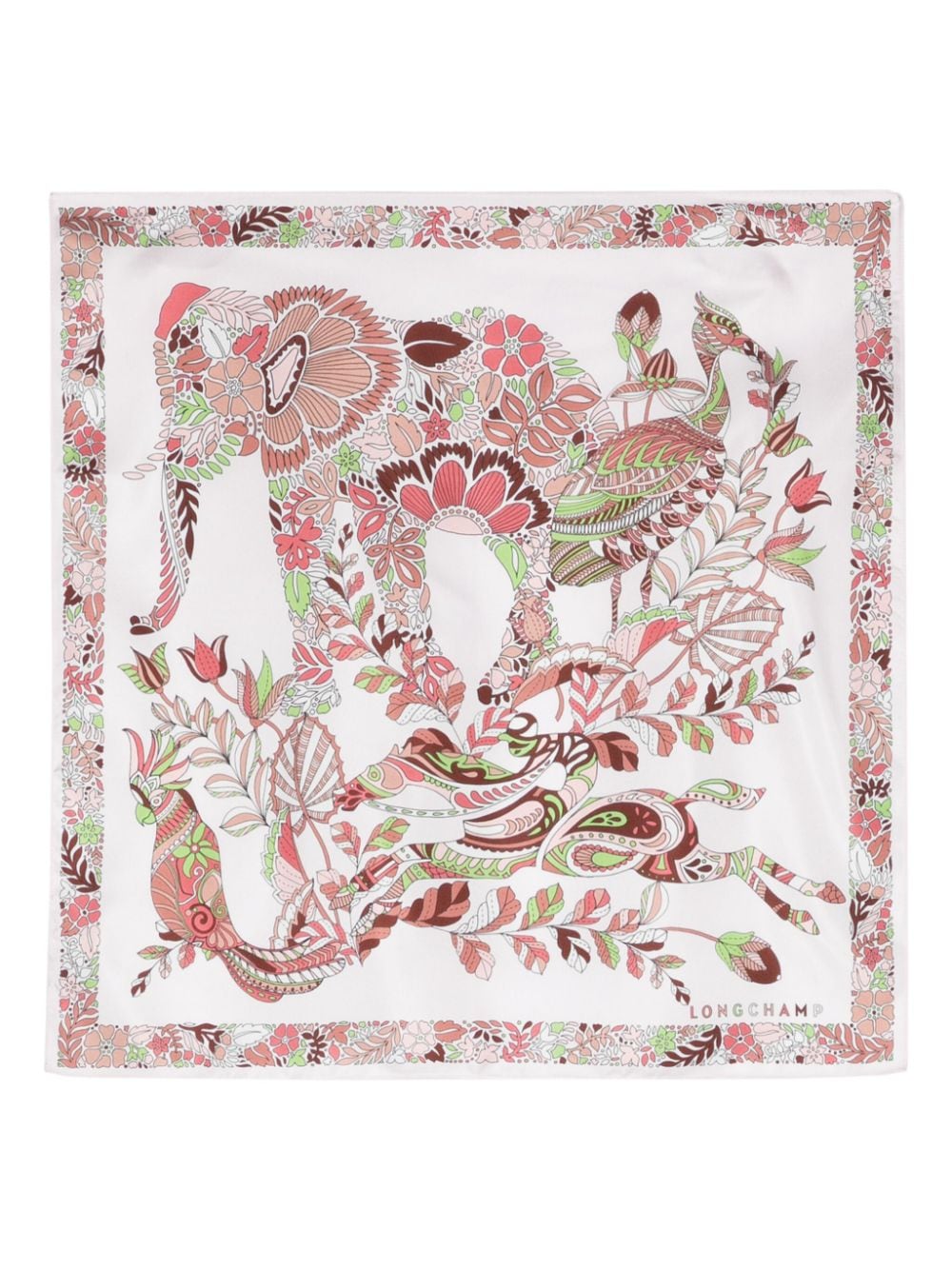 Longchamp Forêt 50 floral-print silk scarf Roze