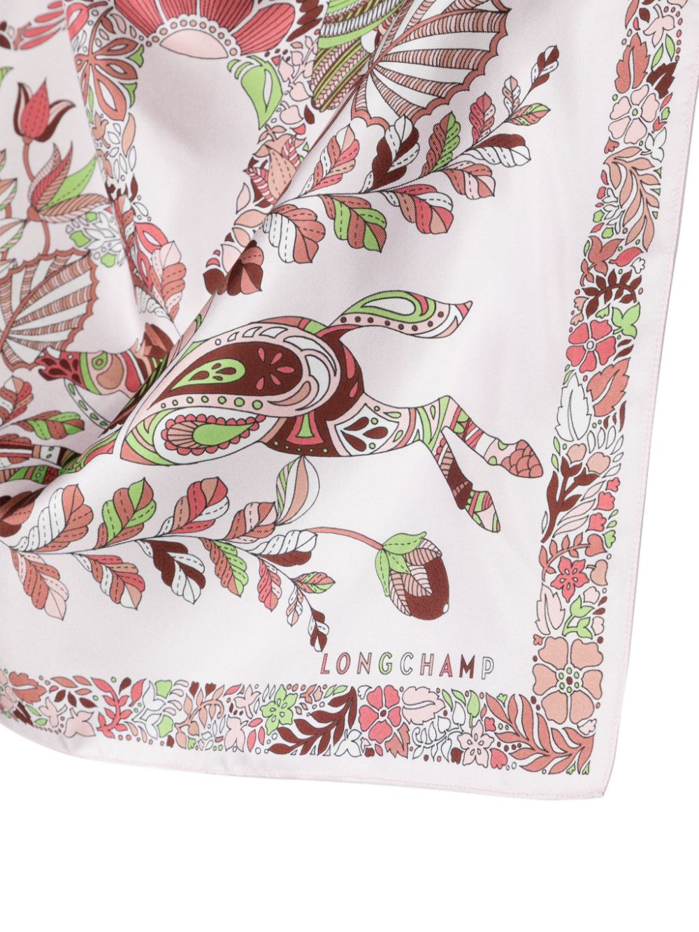 Longchamp Forêt 50 zijden sjaal met bloemenprint Roze