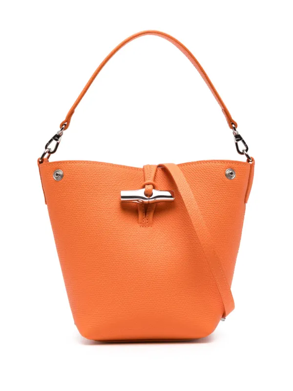 Longchamp XS Le Roseau Essential Leather Bucket Bag Orange FARFETCH AE