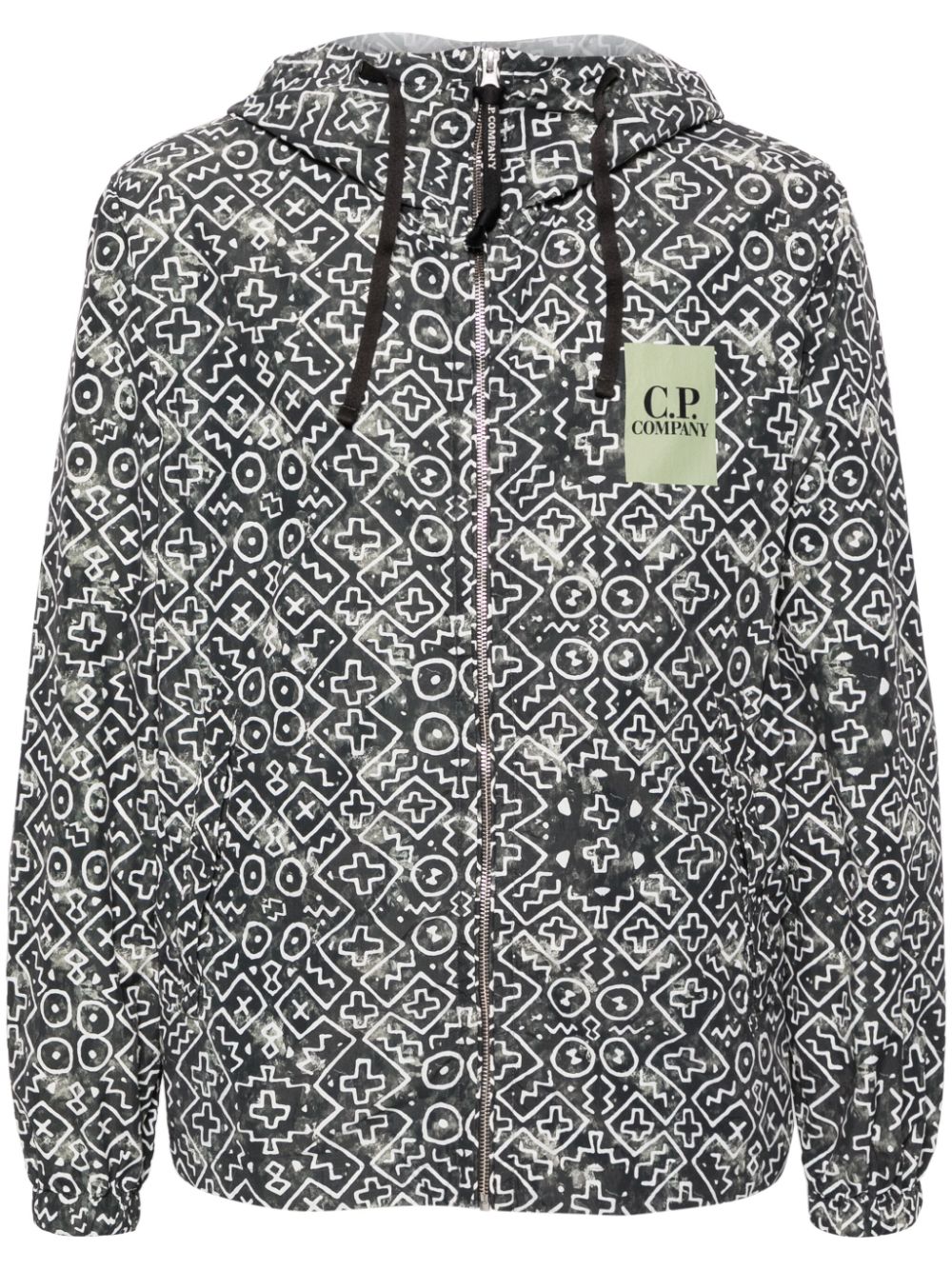 C.p. Company Inca-print Hooded Jacket In Green