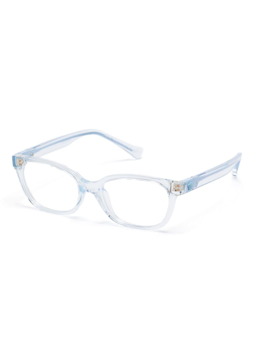 Shop Versace Medusa-motif Rectangle-frame Glasses In Blue
