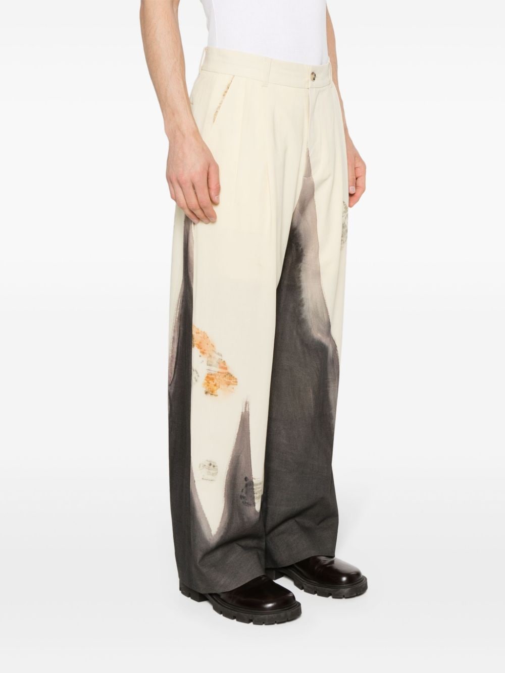 Shop Feng Chen Wang Natural-dyed Straight-leg Trousers In Neutrals
