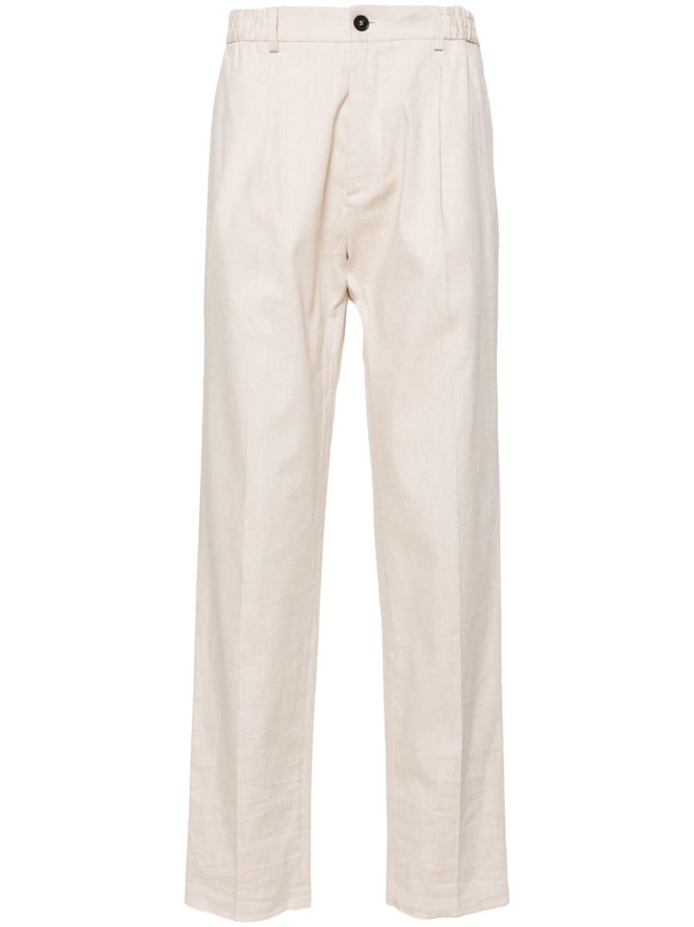 Cruciani Linen Blend Chino Trousers In Neutrals