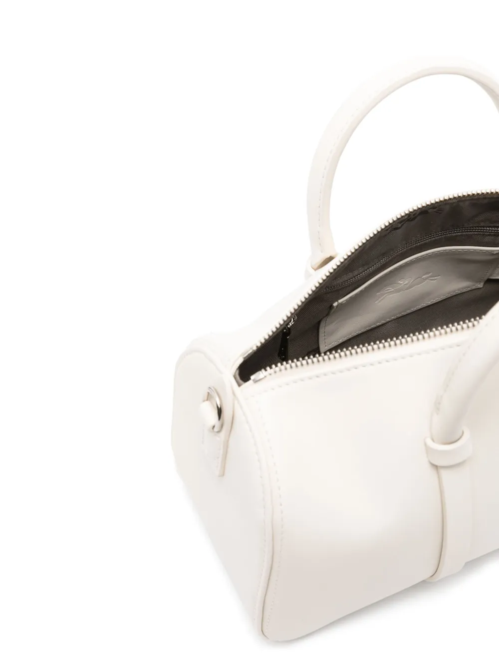 Longchamp Leren shopper met logo-reliëf Wit