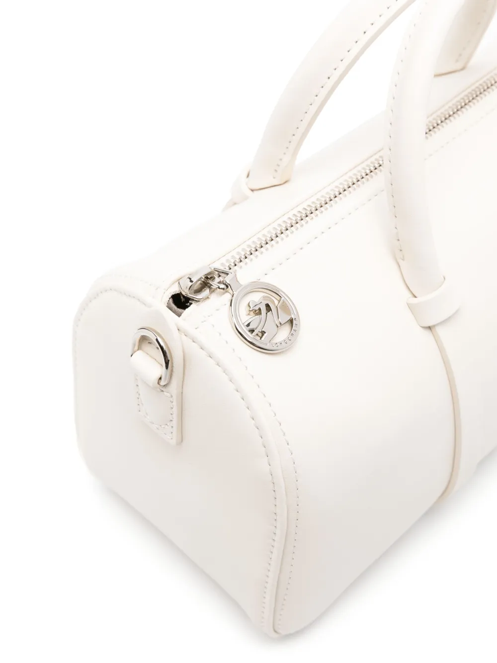 Longchamp Leren shopper met logo-reliëf Wit