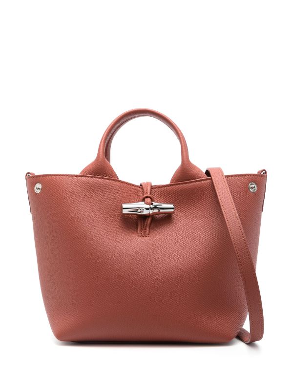 Longchamp Small Le Roseau Leather Tote Bag Red FARFETCH OM