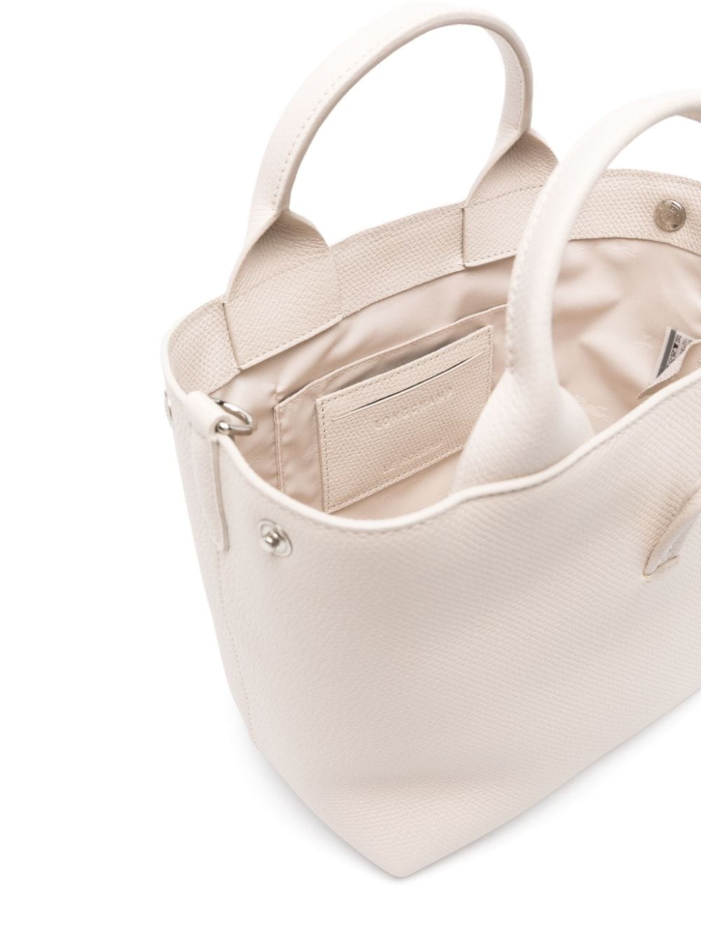 Shop Longchamp Small Le Roseau Leather Tote Bag In White