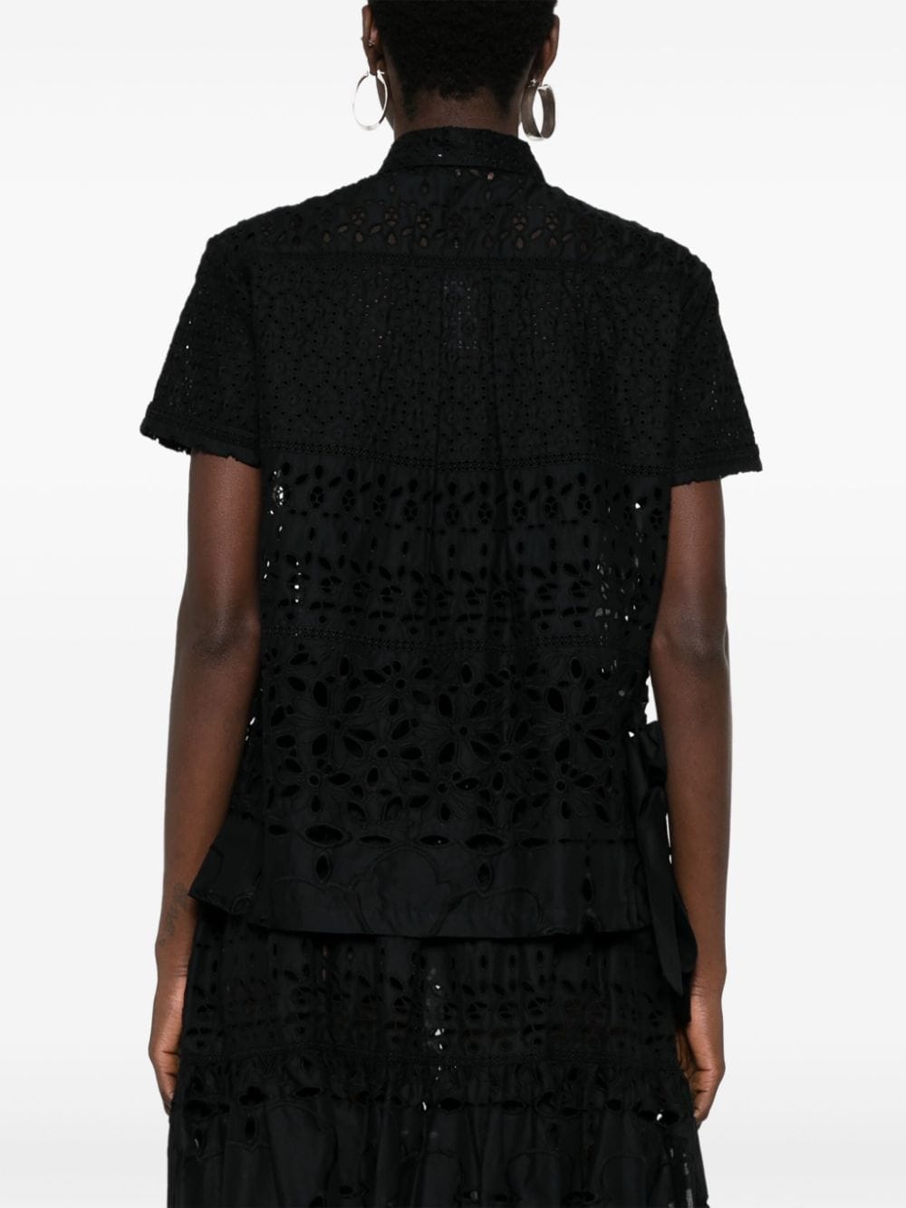 Shop Ermanno Scervino Broderie-anglaise Cotton Shirt In Black