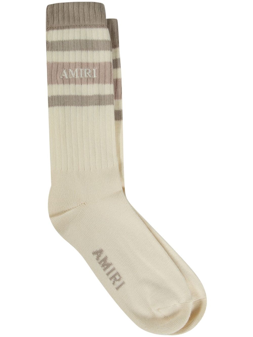 AMIRI Gestreepte sokken met geborduurd logo Beige