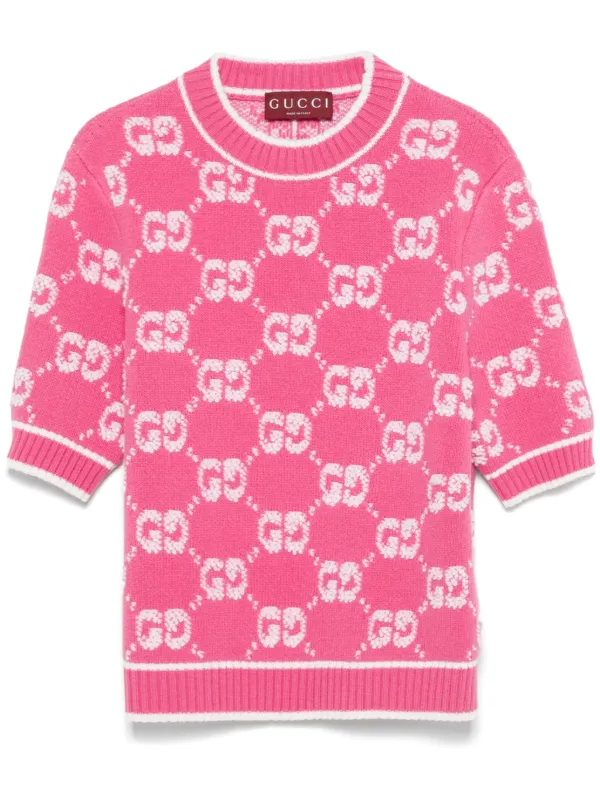 Gucci GG Jacquard Wool Sweater Pink FARFETCH CA