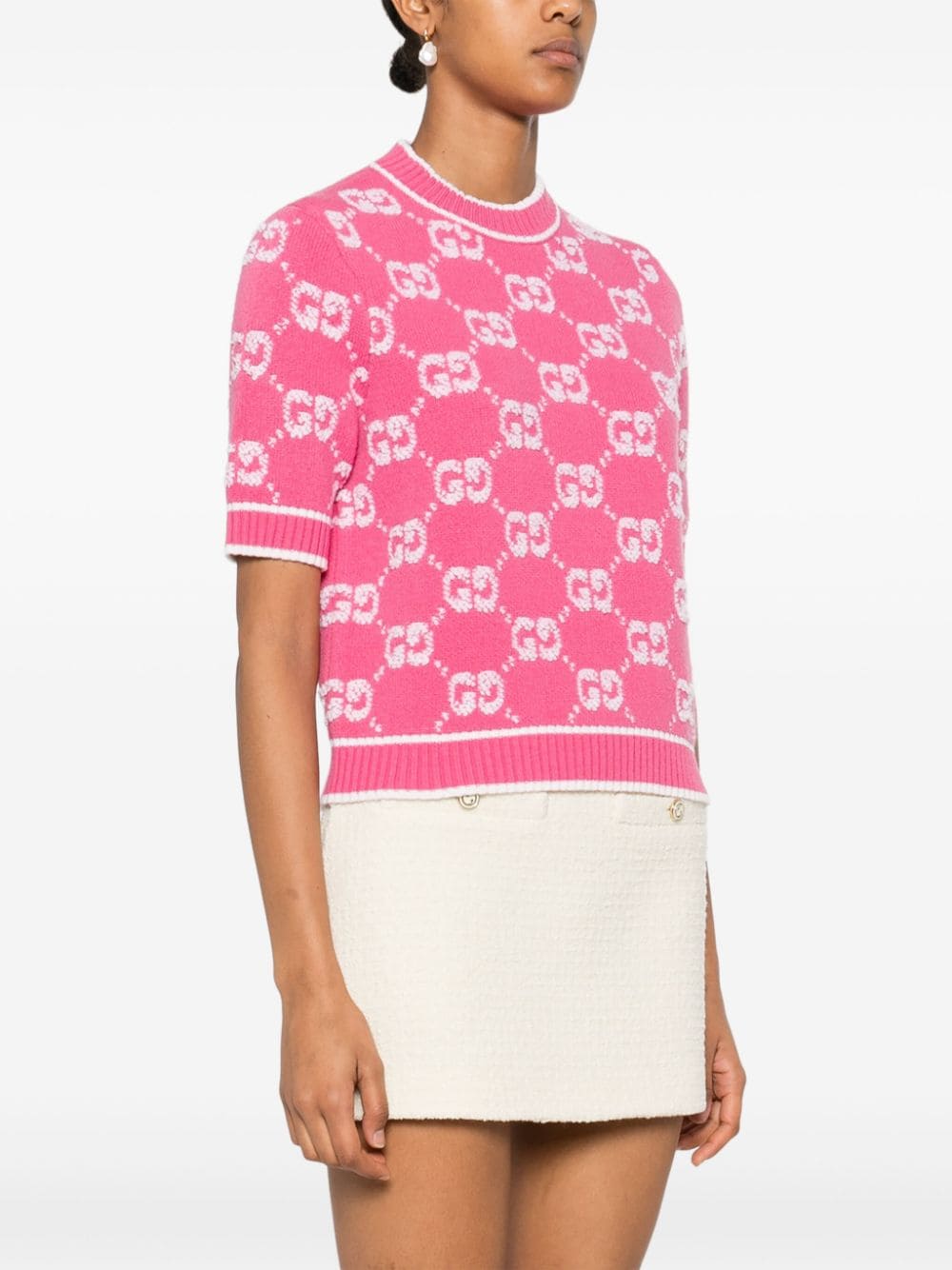 Shop Gucci Gg Jacquard Wool Sweater In Pink