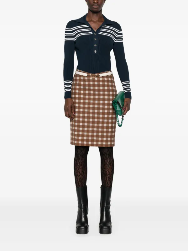 ランキング2024 Striped Gucci ribbed-knit FARFETCH | Blue | Top Polo 香水(女性用)