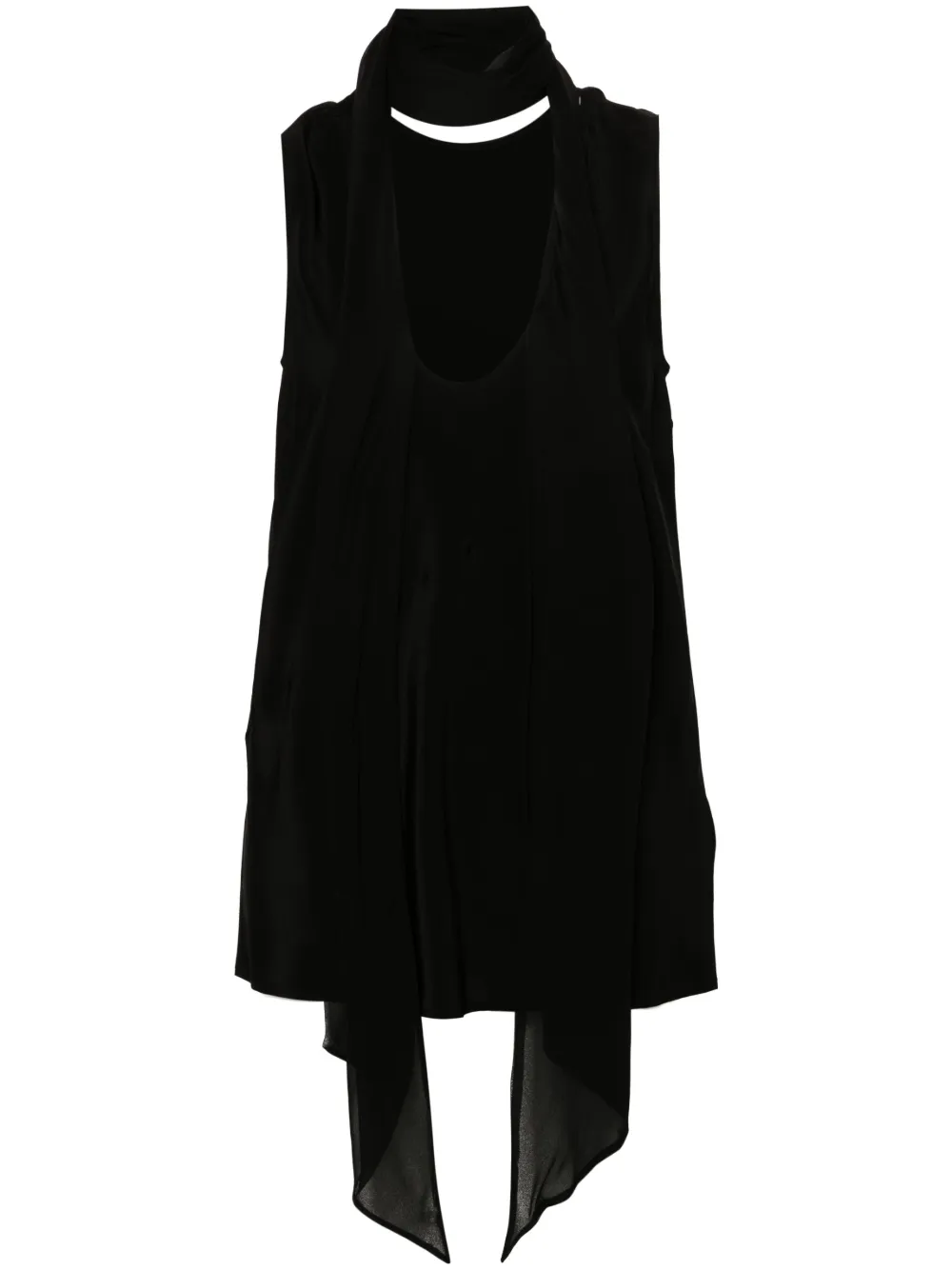 Helmut Lang Silk Tie-up Top In Black