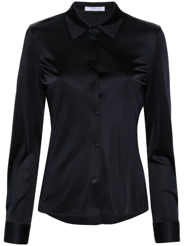 Helmut Lang classic-collar Jersey Shirt | Blue | FARFETCH TR