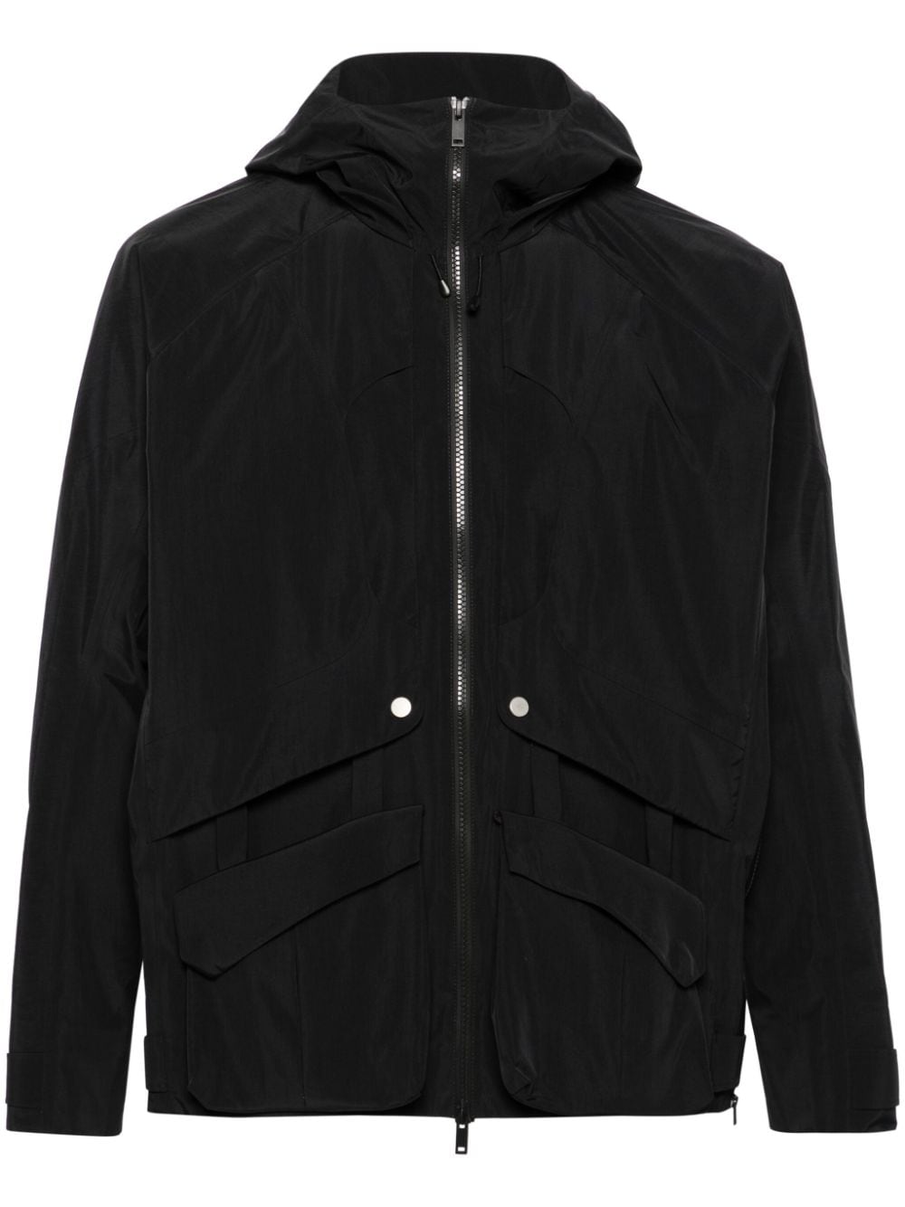 J.LAL Lobe panelled hooded jacket Zwart