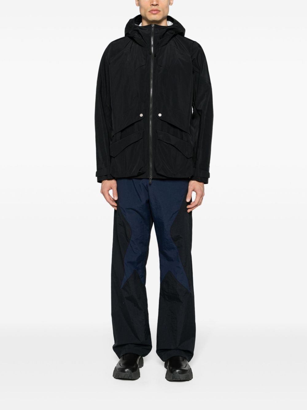 J.LAL Lobe panelled hooded jacket - Zwart