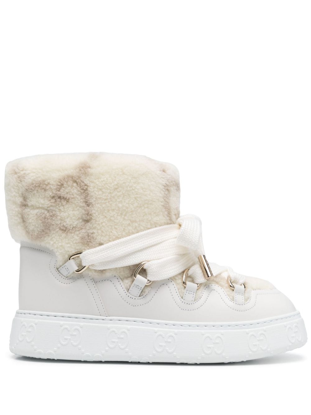 Shop Gucci Faux-shearling Ankle Boots In Neutrals