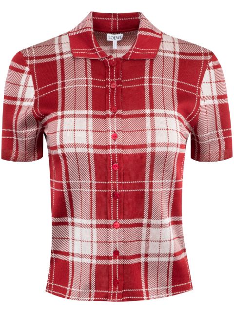 LOEWE plaid-check jacquard polo top Women